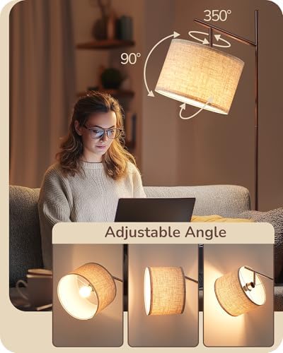EDISHINE 64.7" Modern Arc Floor Lamps for Living Room, Brown Standing Lamp - Image 3