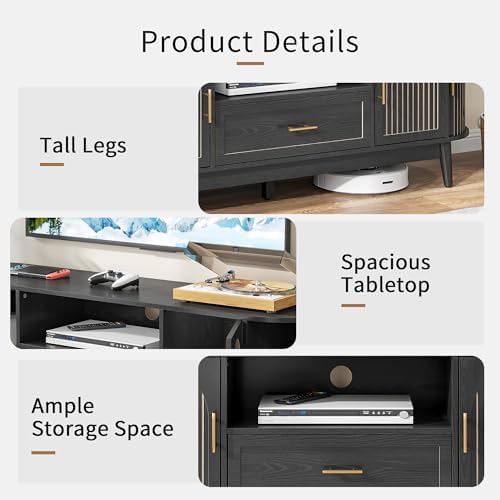 70" Fluted TV Stand for Tvs up to 80" Entertainment Center with Storage - Image 4