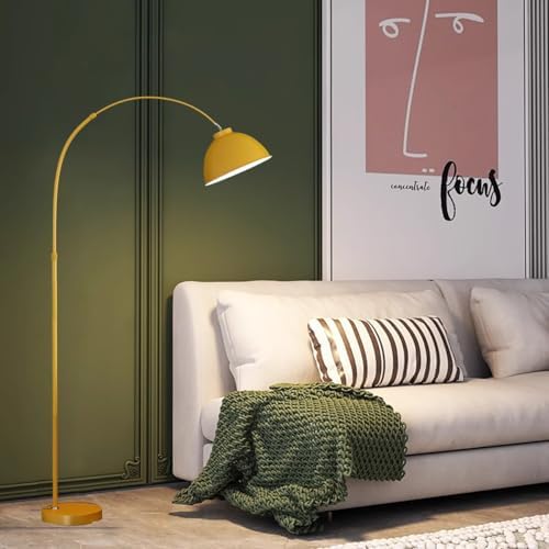 64 in Yellow Arc Floor Lamp for Living Room,Dome Shade Adjustable by MIXL
