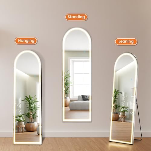 Sweetcrispy LED Arched Full Length Mirror, 63"x21" Full Body Floor Mirror - Image 4