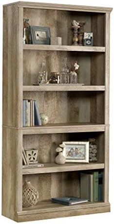 Sauder 5 Tier Book Shelf Wooden Bookcase Multipurpose Bookshelf for Home Office, Living Room, in Lintel Oak by SAUDER%C2%AE