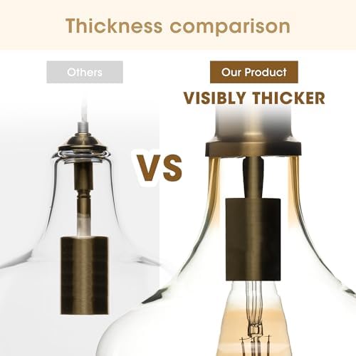 Ink+Ivy Auburn Pendant Kitchen Lighting for Dining Room, Industrial Lights, Hand-Blown Glass Bell Shaped Pendant Light for Kitchen Island, Foyer, Bedroom, 13" Dia x 95.5" H, Gold/Clear - Image 5
