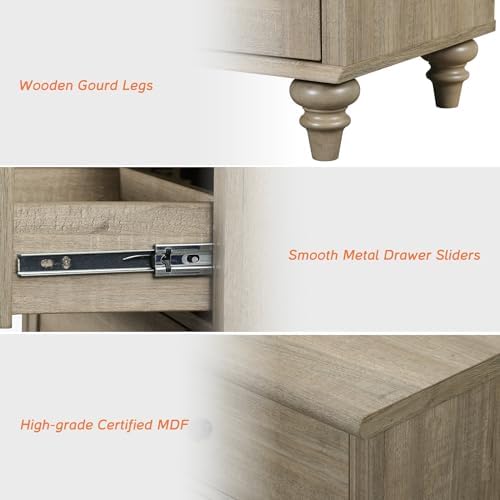 WAMPAT Farmhouse Buffet Cabinet with Doors & Drawer, Wash Grey, 34 inch - Image 4