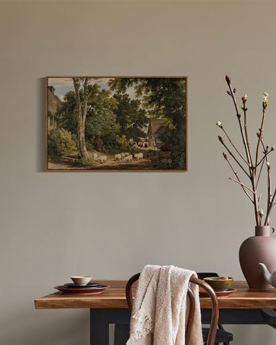 InSimSea Framed Canvas Wall Art Vintage Decor, Room Decor Classical Countryside Landscape Farmhouse Watercolor Painting, Large Wall Art for Living Room Badroom Bathroom, 20"x30" - Image 2