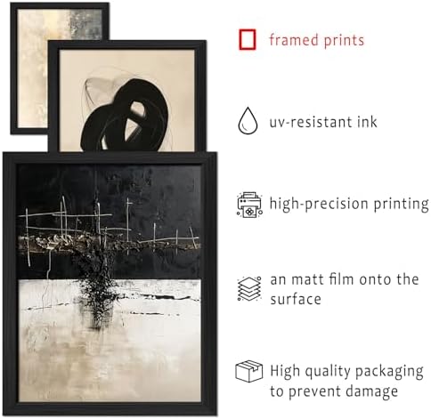 ANERZA 16 PCS Framed Black and White Abstract Wall Art Decor, Minimalist Wall Prints for Bedroom, Gallery Wall Frame Set, Posters for Living Room Aesthetic, Collage Kit, Dorm Artwork - Image 3