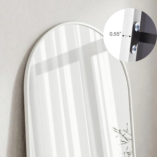 Mirror Full Length, 71"x26" Arched Full Length Mirror, Arch Mirror with Stand, Large Standing Mirrors, Oversized Full Body Mirrors with Aluminum Frame for Bedroom, Living Room (White) - Image 6