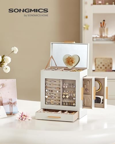 SONGMICS 5-Layer Jewelry Box with Glass Window, 3 Side Drawers - Image 2