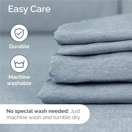 Full Size 4 Piece Sheet Set - Breathable & Cooling Sheets - Heathered Blue - Image 6