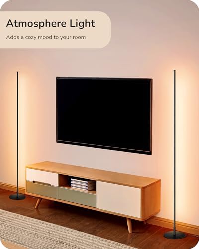 EDISHINE 59.84" LED Corner Floor Lamp, 3000K & Stepless Dimmable, Black - Image 4