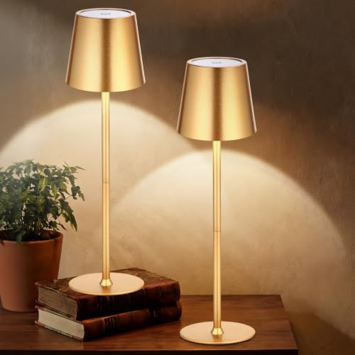 Retisee 2 Pack Cordless Table Lamp Portable Rechargeable Lamp, Gold by Retisee