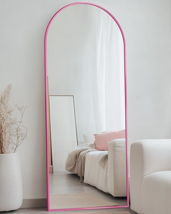Antok 58" x19” Arched Full Length Mirror, Floor Mirror with Stand,Pink - Image 4
