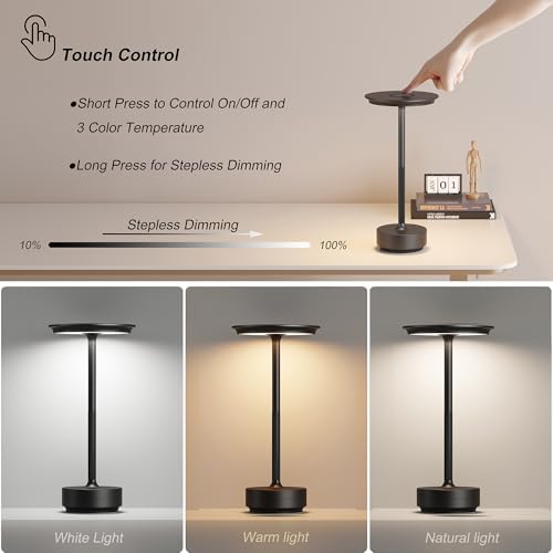 TBBGA 1 Pack Rechargeable Table Lamps Cordless, 5000mAh Outdoor Table Light - Image 2