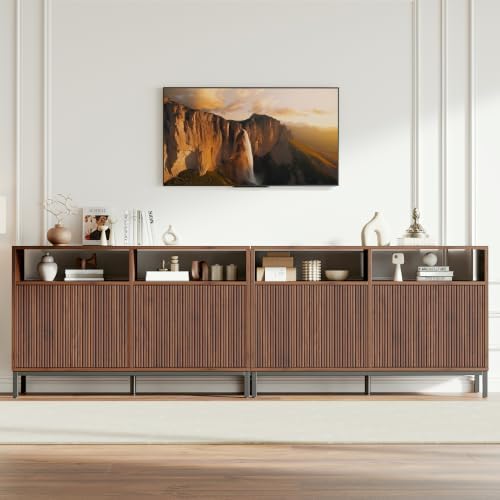 Mericonia Sideboard Buffet Cabinet Storage, Modern Wood Console Fluted Credenza - Image 4