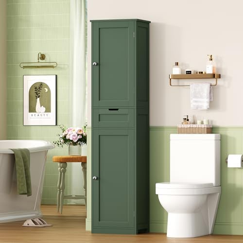 Iwell 66.9" Tall Bathroom Storage Cabinet with 2 Doors & 1 Drawer - Image 2