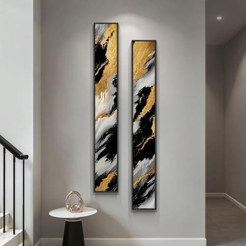 Large Framed Neutral Abstract Vertical Wall Art Decor for Hallway, 2 Piece by Cuspin