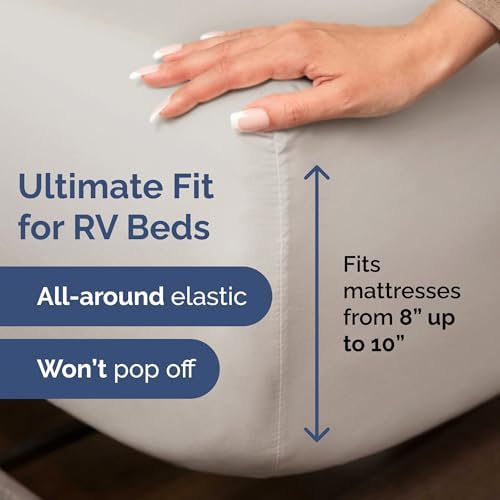 Short Queen Size 4 Piece Bed Sheet Set - RV Short Queen Sheets - Light Grey - Image 3
