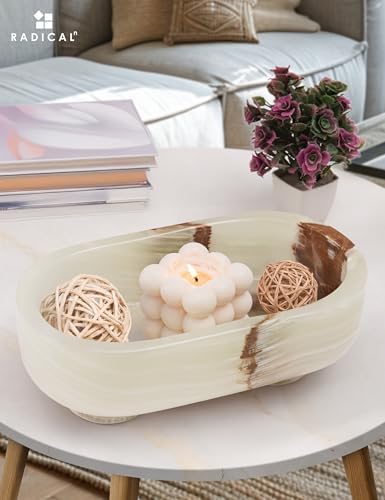 Radicaln Marble Oval Bowl with Stand 10" Decorative Bowl for Table Decor - Image 3