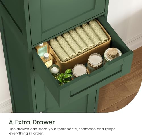 Iwell 66.9" Tall Bathroom Storage Cabinet with 2 Doors & 1 Drawer - Image 5