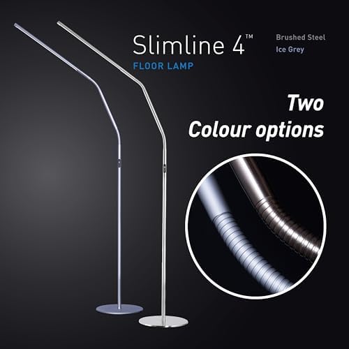 daylight Slimline 4 LED Floor Lamp - 6,000K, 3,200 Lux, 4 Brightness Levels, USB-C Port for Fast Charging - Sleek Design, Anti-Glare Shade, Flexible Height Adjustment - Ice Grey - Image 5