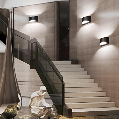 Aipsun Indoor Black Modern LED Wall Sconce Interior Wall Lights Set of 2 Hardwired Up and Down Wall Mount Light for Living Room Bedroom Hallway Corridor Cool White 6000K(with G9 Bulbs) - Image 6