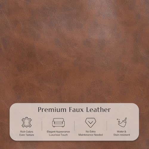 Traditional Faux Leather Chair with Storage Ottoman, 41.3", Caramel - Image 7