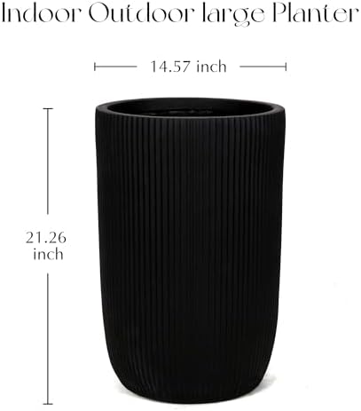 Oakrain 21" Tall Indoor Planter, Black Large Modern Decorative Pot - Image 2