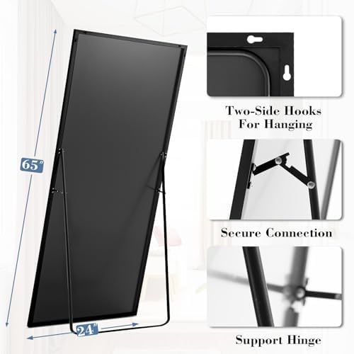 DUMOS Mirror Full Length Floor, 65x24 Inch Full Body Standing Mirror - Image 2