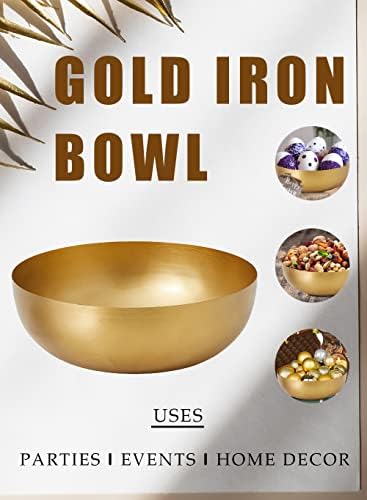 Serene Spaces Living Vintage Gold Decorative Iron Bowl, Table Centerpiece, Fruit Bowl, Floating Candle-Holder, Flower Bowl Vase, Potpourri, Catchall, Dining Table, 12" Diameter & 4" Tall, Single - Image 6