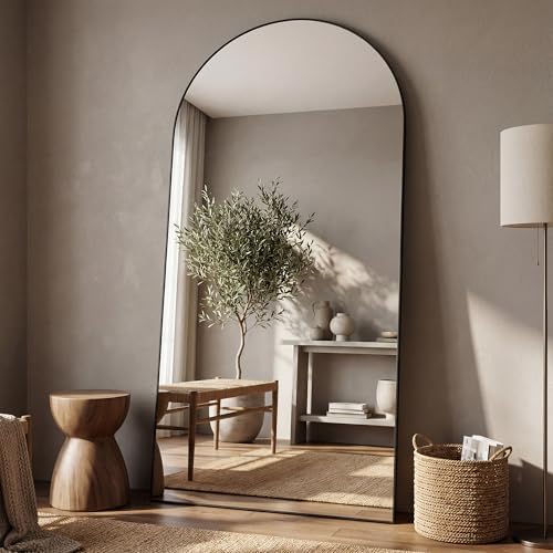 Antok 76" x34” Arched Full Length Mirror, Floor Mirror with Stand,Black - Image 2