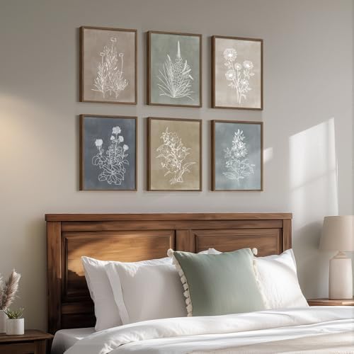 Framed Neutral Boho Botanical Wall Art for Living Room, 6 Piece 11x14 In - Image 3