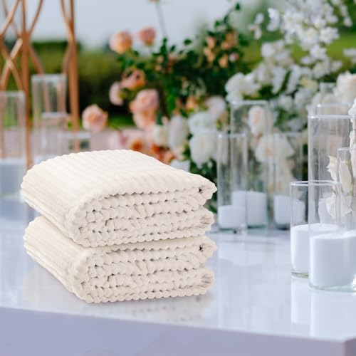 Buryeah 48 Pcs Flannel Blankets Bulk,Fall Outdoor Wedding, Beige - Image 6