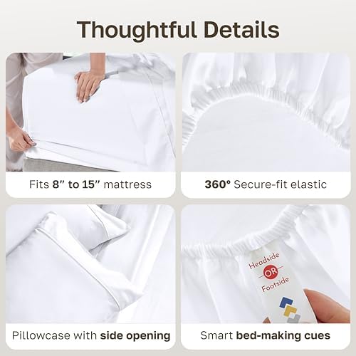 California Design Den Soft 100% Cotton Sateen XL Twin Sheets Set, 3 Pcs - Image 4