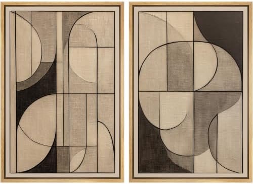 SIGNWIN Framed Canvas Print Wall Art Set Neutral Beige Brown Geometric Abstract Shapes Illustrations Modern Art Rustic Ultra for Living Room, Bedroom, Office - 16"x24"x2 NATURAL by SIGNWIN
