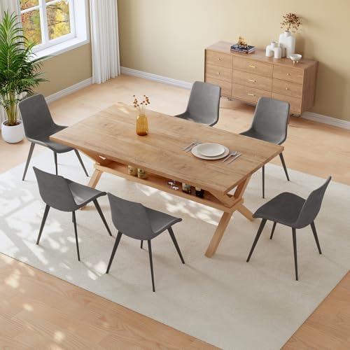 HIPIHOM Dining Table Set for 6,Kitchen Table with Dining Chairs by HIPIHOM