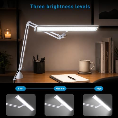 Daylight Lumi Lite LED Table Lamp with Clamp – 3 Brightness Levels, Memory Function, Spring-Balanced Adjustable Arm, 95+ CRI, 5500K Daylight Light for Crafting, Reading, Sewing & Hobby Work - Image 2