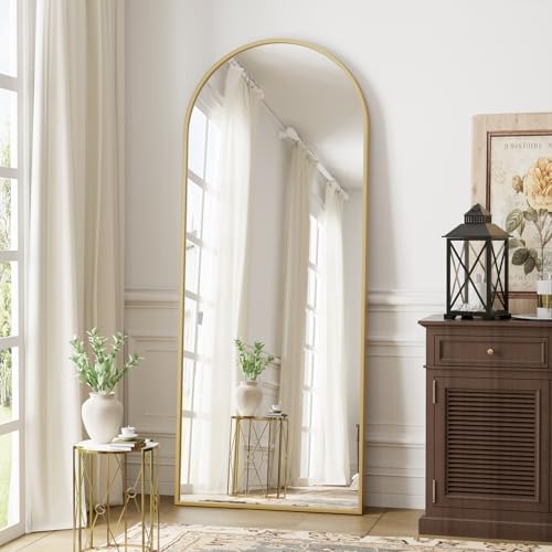 Dewfig Arched Full Length Mirror, 58"X18" Large Full Body Mirror, Gold - Image 2