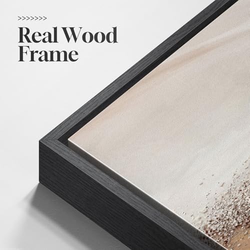 Extra Large Framed Beige Abstract Canvas Wall Art for Living Room, 40x40 In - Image 6