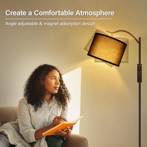 BoostArea Floor Lamp for Living Room,Arc Floor Lamp with Remote Control,Stepless Dimmable Brightness & Colors Temperature 2700k-6500k,Modern Standing Lamp for Bedroom Study Room Office,Black - Image 4