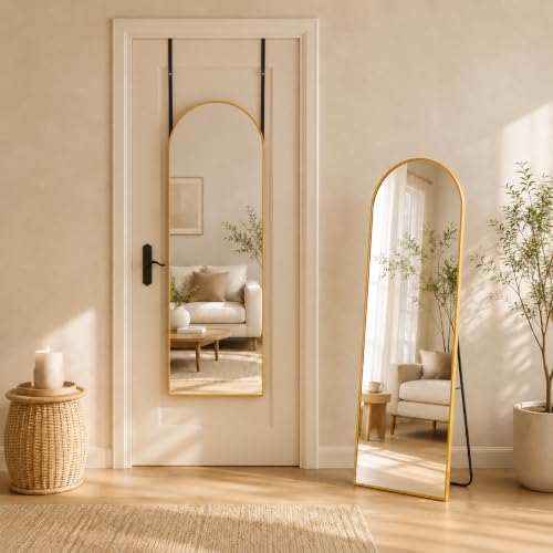 56"x14" Arched Full Length Mirror with Stand,Full Body Floor Mirror by CoomilyBrandStory