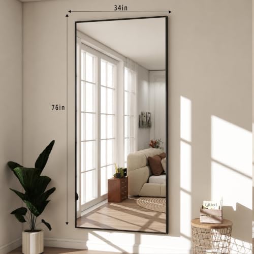 BEAUTYPEAK 76"x34" Rectangle Full Body Floor Mirrors, Full Length Mirror - Image 5