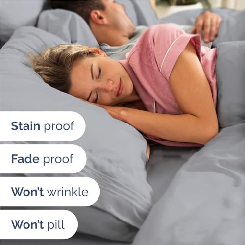 Full Size 4 Piece Sheet Set - Breathable & Cooling Sheets - Steel Blue - Image 5