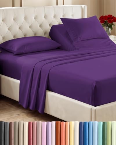 Flex Top Split Head King 4 Piece Sheet Set - Ultra-Soft & Cooling - Purple by CGKUnlimited