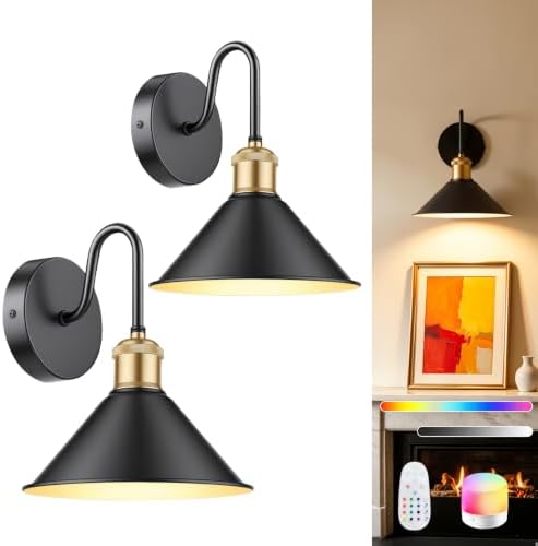 SAIMAND Battery Operated Wall Sconces Set of 2,Wireless Rechargeable Lights by SAIMAND