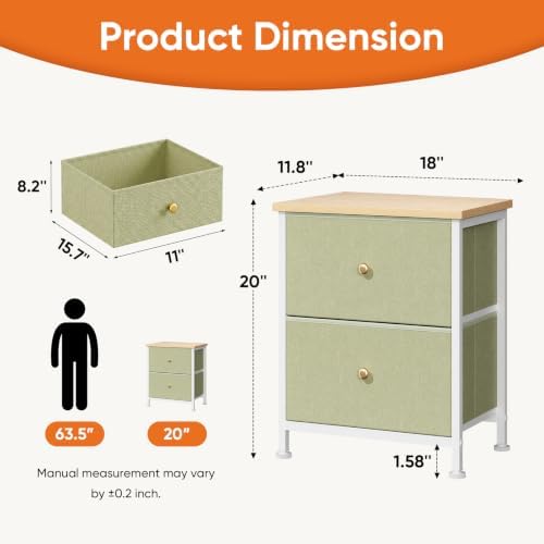 Sweetcrispy Nightstand with 2 Storage Drawers, Small Bedside Table - Image 3