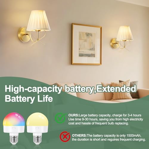 Cordless Battery Operated Wall Sconces Set of Two, Vintage Gold Sconces Wall Decor, Rechargeable Dimmable LED Lights with 15 Colors, Bow Wireless Wall Lamp for Bedroom Living Room Hallway - Image 4