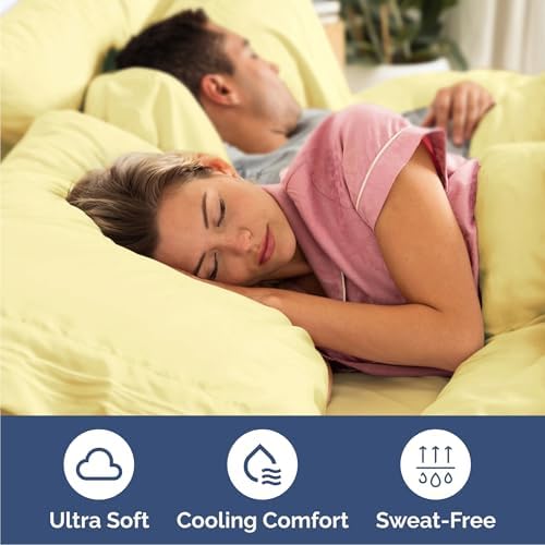 Cal King Size 4 Piece Sheet Set - Breathable & Cooling Sheets - Yellow - Image 4