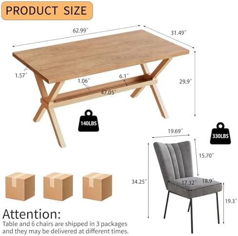 HIPIHOM Dining Table Set for 4,Kitchen Table with Dining Chairs - Image 7
