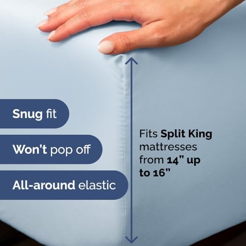 Flex Top Split Head King 4 Piece Sheet Set - Soft & Breathable - Sky Blue - Image 4