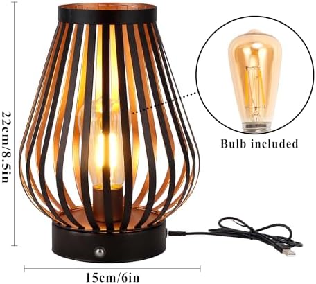 JHY DESIGN Set of 2 Dimmable Touch Bedside Table Lamp 8.5''H Rechargeable Battery Powered Lamp with LED Edison Style Bulb Cordless Accent Light for Weddings Parties Patio Events for Indoors Outdoors - Image 5