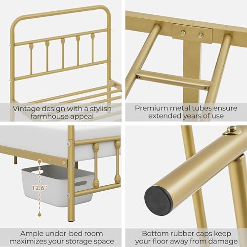 Yaheetech Twin Metal Platform Bed Frame, Victorian Headboard & Footboard - Image 5